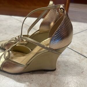 Gold Strappy Wedge Heels